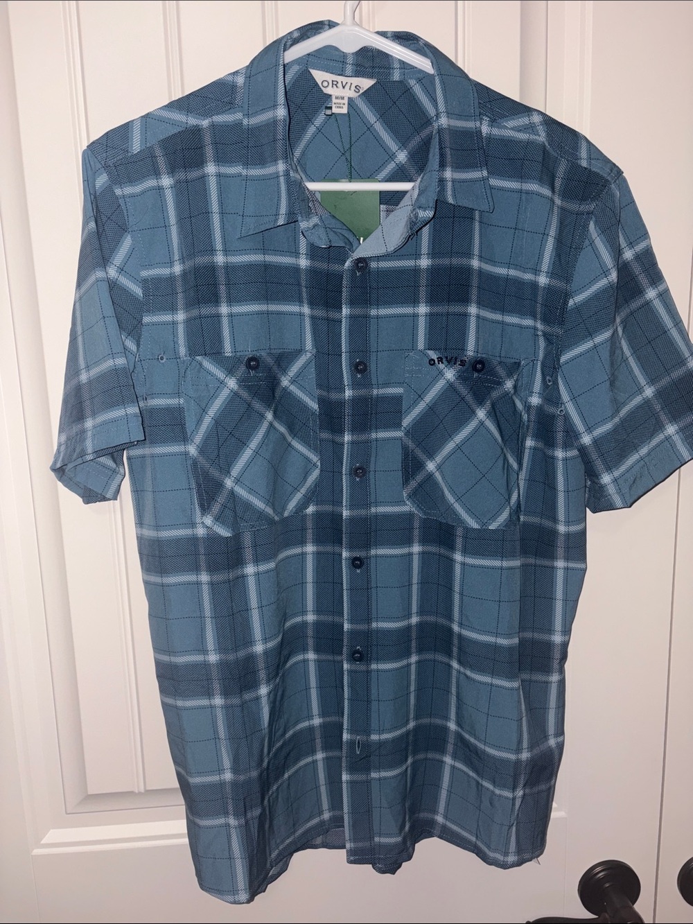Orvis Blue Plaid Short-Sleeve Button-Down Shirt
